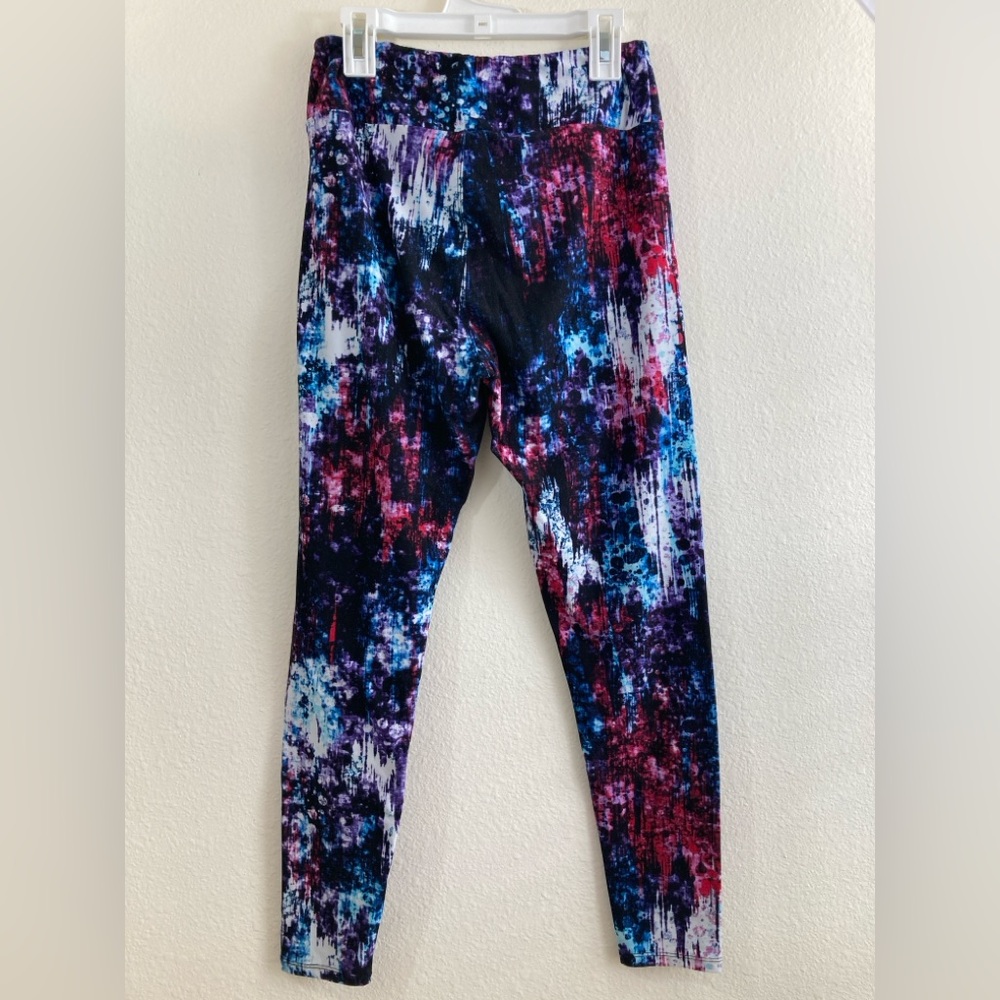 LuLaRoe Ice Wash Leggings Size OS Blue Purple Raspberry Abstract Print - Picture 3 of 7